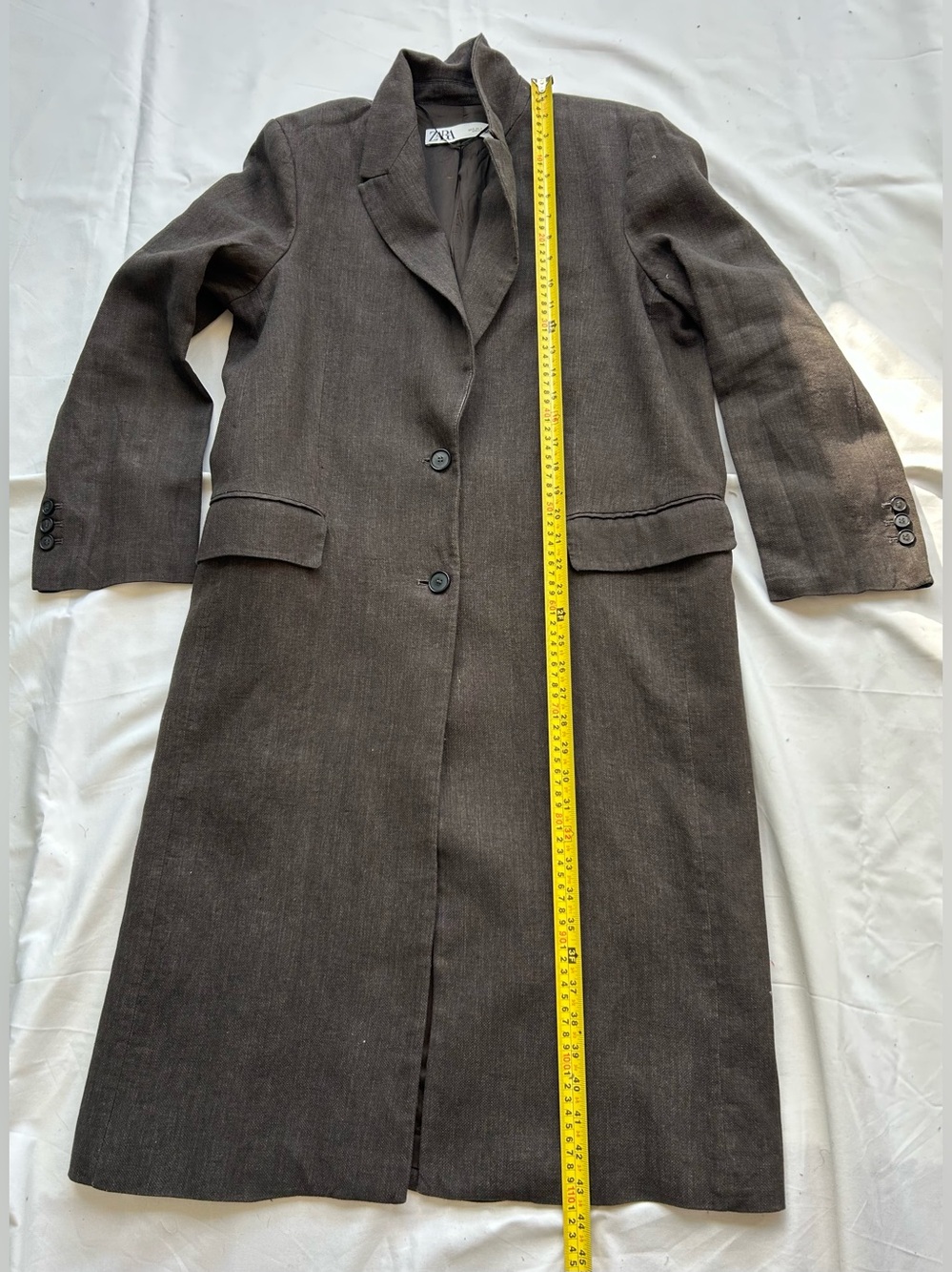 Zara Brown Long Single-Breasted Trench Coat